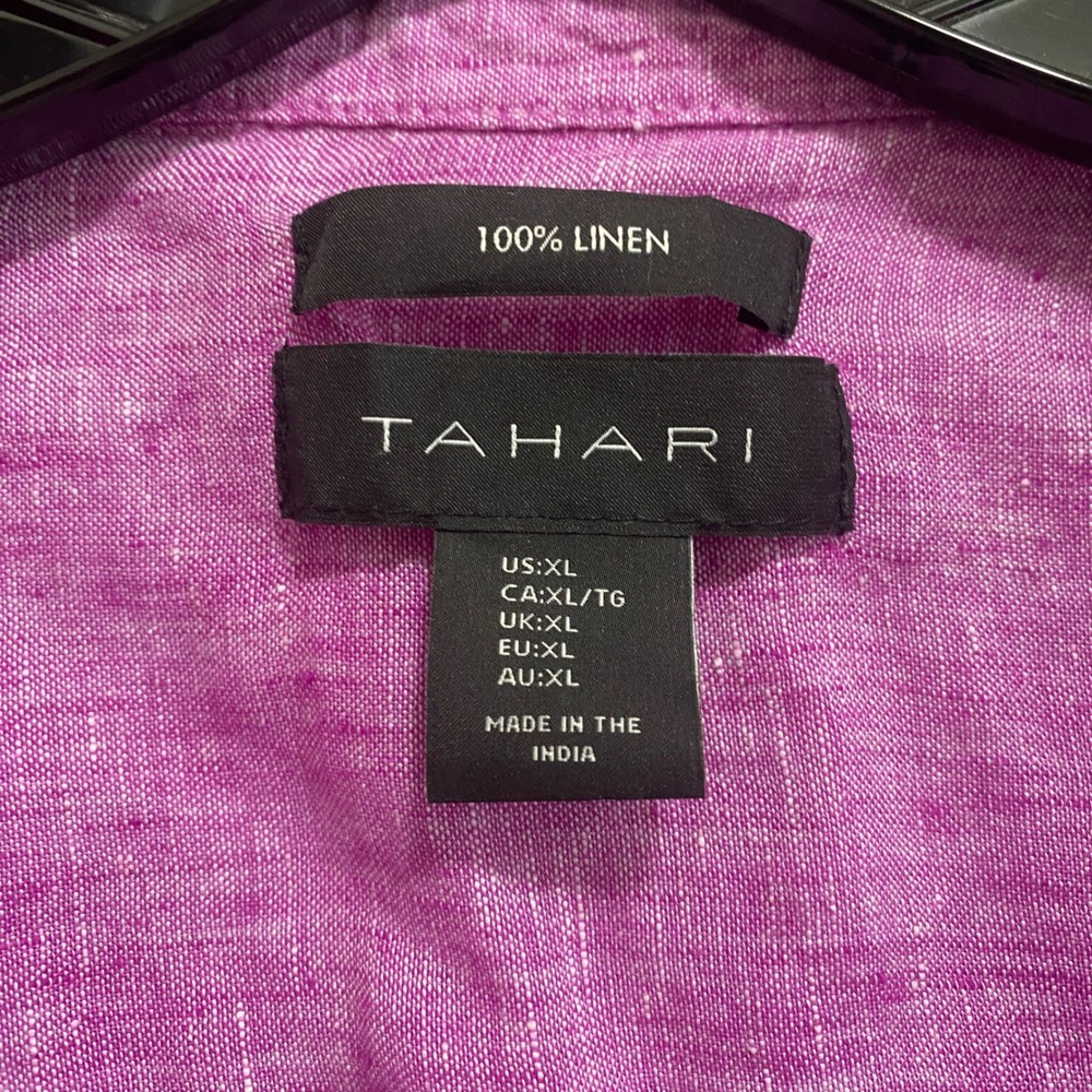 Tahari Linen Tunic Top Women XL Purple Beach Coastal Lagenlook Resort Minimalist - Picture 2 of 9